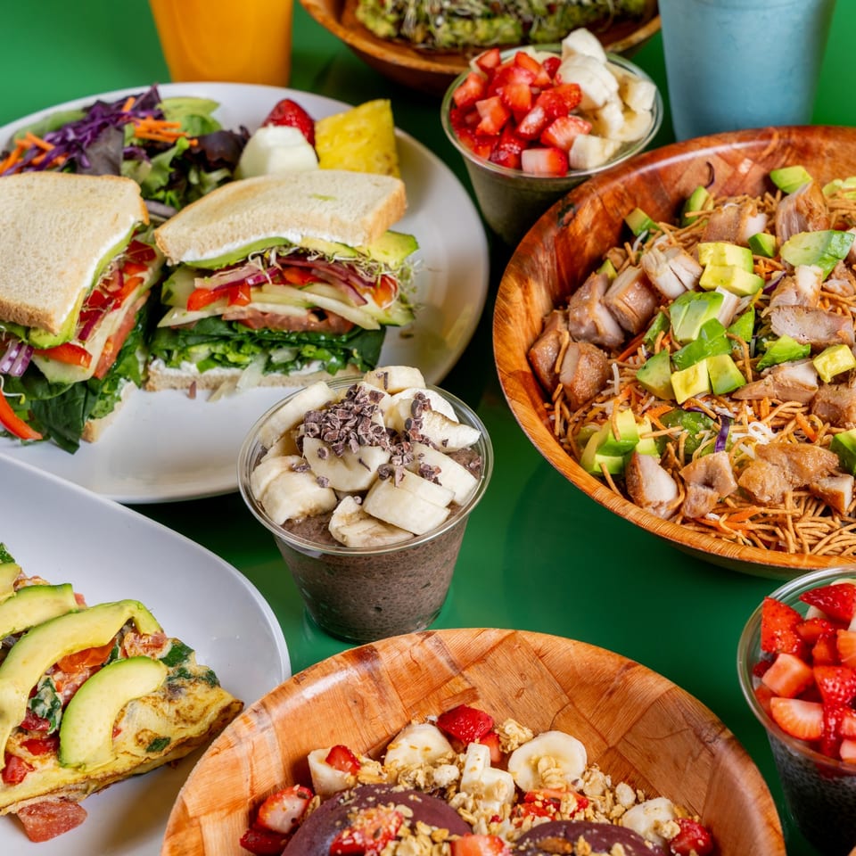 Sandwiches, salad and fruit puddings
