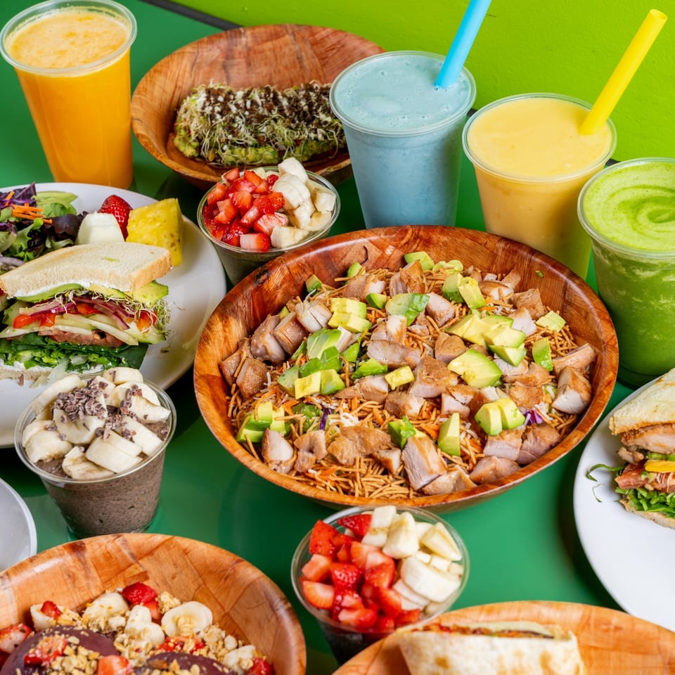 Salad, sandwiches and smoothies