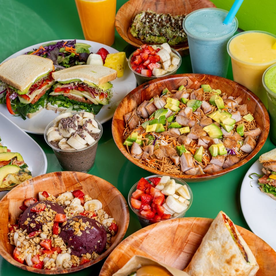 Fresh breakfast and lunch spread